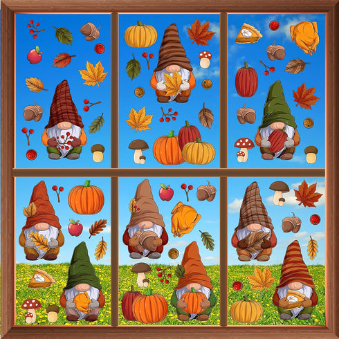 Spring Autumn Window Clings Fall Decor Thanksgiving Decorations Double-Sided Reusable Peel and Stick Removable for Glass Living Room Nursery Room ...