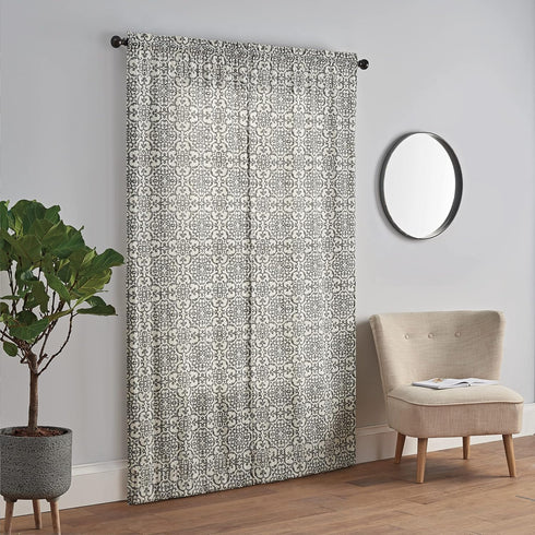 PAIRS TO GO Brockwell Decorative Window Treatment Rod Pocket Curtains for Living Room, Double Panel, 28" x 63", Charcoal...