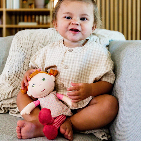 HABA Soft Baby Doll Roya - 10" Rag Doll with Red Pigtails, Pink Dress - Machine Washable Doll - Ideal Soft Doll for 2 Year Old Girls...