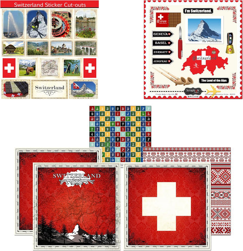 Scrapbook Customs Themed Paper and Stickers Scrapbook Kit, Switzerland Sightseeing...