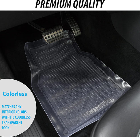 Zone Tech All Weather Full Rubber Clear Car Interior Floor Mats – 4-Piece Set Clear Heavy Duty Car Interior Floor Mats...