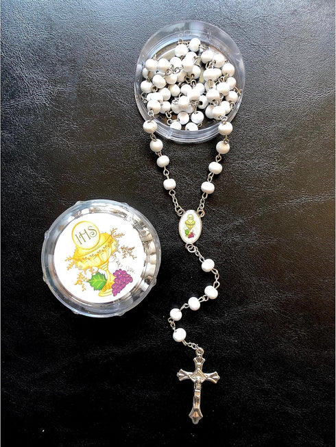 YRP teens 12 pcs White Scented Wooden Rosaries First Communion Party Favors Recuerdos Rosario...