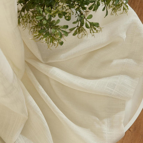 HLC.ME Abbey Faux Linen Textured Semi Sheer Privacy Light Filtering Transparent Window Grommet Floor Length Thick Curtains Drapery Panels for Offi...