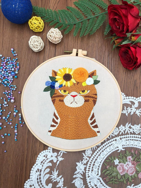 hi stone 4 Embroidery Sets for Beginners, DIY Adult Beginner Cross Stitch Kits, 4 Cross Stitch Kits, 2 Embroidery Hoops,Scissors,Needles,Needlepoi...