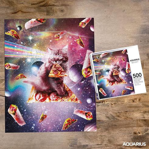 AQUARIUS Random Galaxy Cat Pizza Puzzle (500 Piece Jigsaw Puzzle) - Officially Licensed Random Galaxy Merchandise & Collectibles - Glare Free - Pr...