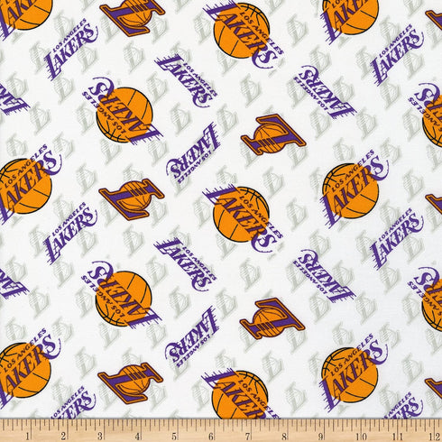 NBA LA Lakers Tossed Logo White, Fabric by The Yard...