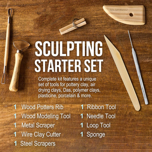 US Art Supply 12-Piece Pottery and Clay and Sculpting Tools Set with Canvas Zippered Case...