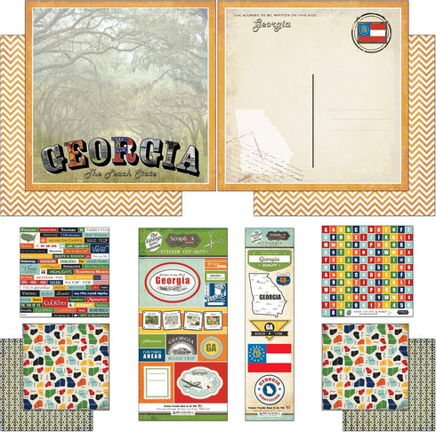 Scrapbook Customs Themed Paper and Stickers Scrapbook Kit, Georgia Vintage 12 inch by 12 inch...