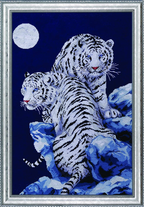 Design Works Crafts Tobin SNT-IC2R-10 Moonlit Tigers Counted Cross Stitch Kit-16"X23" 14 Count...