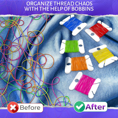 Embroidery Floss Bobbins - 120 Pcs Durable Plastic Embroidery Floss Organizer with 2 Slots, Hanging Hoop, Smooth Edges, and Tangle-Free Design - L...