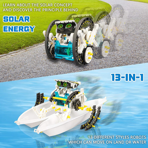 STEM 13-in-1 Solar Power Robots Creation Toy, Educational Experiment DIY Robotics Kit, Science Toy Solar Powered Building Robotics Set Age 8-12 fo...