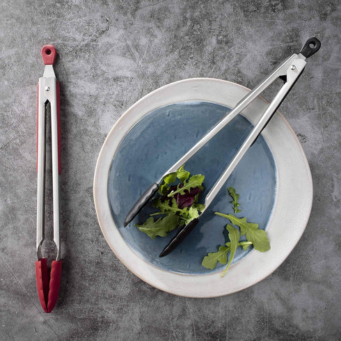 DI ORO Silicone Tongs for Cooking - Heat-Resistant Kitchen Tongs for Cooking with Silicone Tips - Small 9" & Large 12" for Nonstick Cookware - Sta...