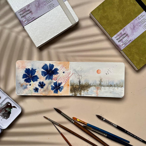 tumuarta Watercolor Sketchbook, 4x6”, 140 LB, 300 GSM, 100% Cotton Paper, Cold Press, 24 Sheets, 48 Pages, Watercolor Journal for Use As Travel No...