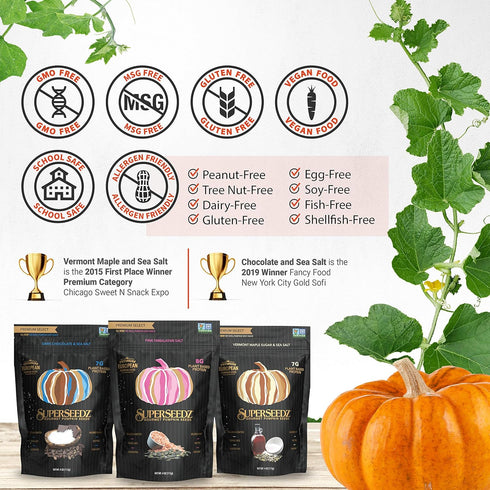 SuperSeedz Dry Roasted Pumpkin Seeds with Pink Himalayan Sea Salt - Pepitas, Whole 30, Vegan, Keto, 7g Plant Based Protein, Produced in USA, Nut F...
