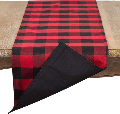 SARO LIFESTYLE Nautica Collection Cotton And Poly Blend Buffalo Plaid Runner, 16" x 120", Red...