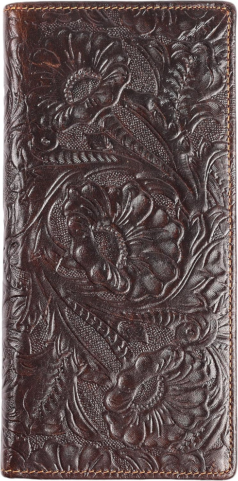 Womens Ladies Genuine Leather Wallet Long Embossing Bifold Wallet Clutch Purse (Coffee)...
