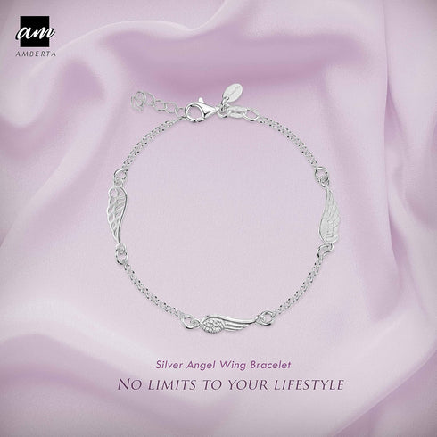 Amberta Women's 925 Sterling Silver Rolo Blecher Chain Bracelet with Charms (Adjustable Length 7 to 8 in)...