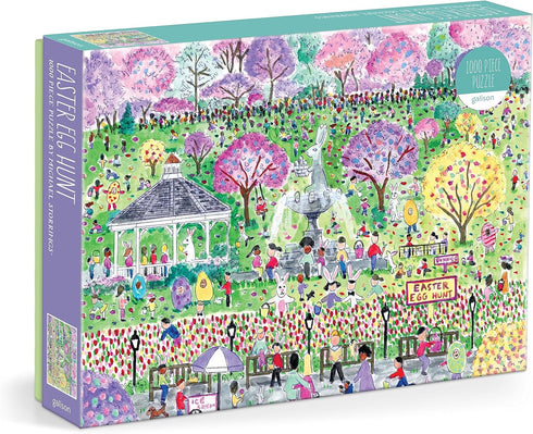 Galison Easter Egg Hunt – 1000 Piece Michael Storrings Puzzle Featuring The Spirit of Easter Festivities At A Whimsical Park...