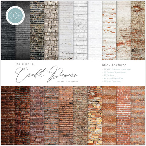 CRAFT CONSORTIUM LTD Craft CON PAPRPAD12 TXTR, Brick Textures, 20 Designs...
