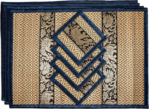 Hand-Woven Wicker Reed Placemats Coaster Set Eco-Friendly Alternative to Plastic Heat Resistant Thai Style Durable Easy to Clean for Dining Table ...