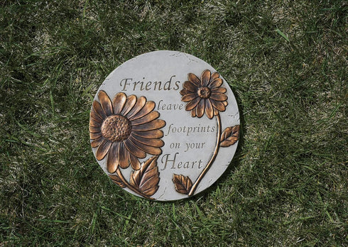 Friends Leave Footprints Bronze Tone 9 x 9 Resin Stone Outdoor Decorative Stone...