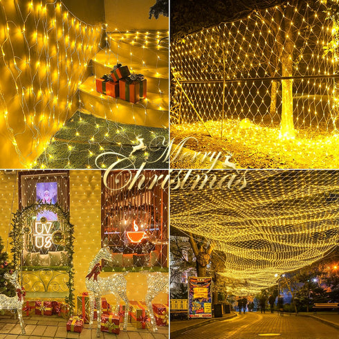 192 LED Net Lights Outdoor Mesh Lights,8 Modes Net Lights for Bushes Plug in, Waterproof Christmas Net String Lights for Bushes Ceiling Wedding In...