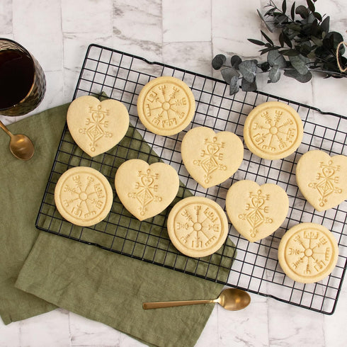 Set of 2 Icelandic Magical Stave cookie cutters (Designs: Love Charm Astarstafur & Runic Compass Vegvisir), 2 pieces - Bakerlogy...