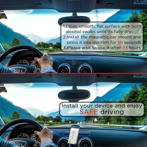 Universal Magnetic Cell Phone Dash Mount Best Magnet Technology for iPhone X/ 8 Plus/ 7 Plus/ 6s Plus/Samsung Galaxy S9 Plus/Note 8/ S8 Plus/ S7/ ...