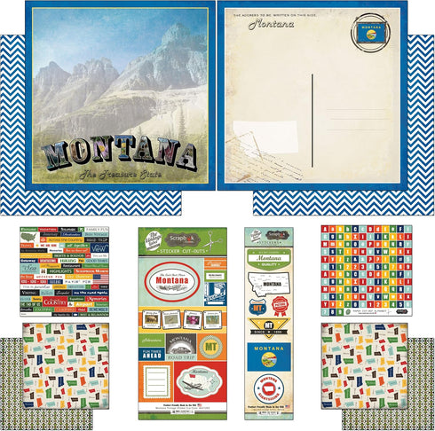 Scrapbook Customs Themed Paper and Stickers Scrapbook Kit, Montana Vintage 12 inch by 12 inch...