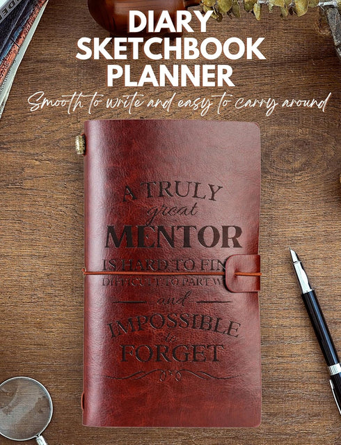 Mentor Gifts for Men Women, Leather Journal Notebook, Best Gift for Teacher Appreciation Day, Christmas, Birthday, Retirement, Refillable Sketchbo...