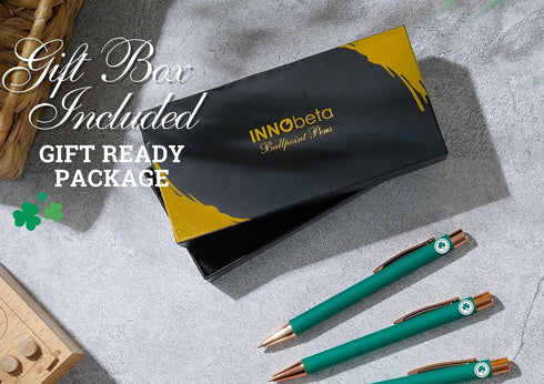 InnoBeta Irish Gifts for Women, Men, Teens, Ballpoint Pen Set of 4, Lucky Shamrock Irish Theme Stuff for Friends, Coworkers...