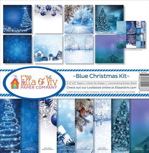 Ella & Viv by Reminisce EAV-1043 Blue Christmas Scrapbook Collection Kit 12x12 inches...