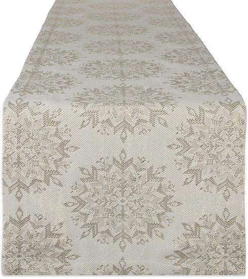 DII Holiday Dining Table Linen Sparkle Metallic Kitchen Décor, Table Runner, 14x72, Jacquard Snowflakes...