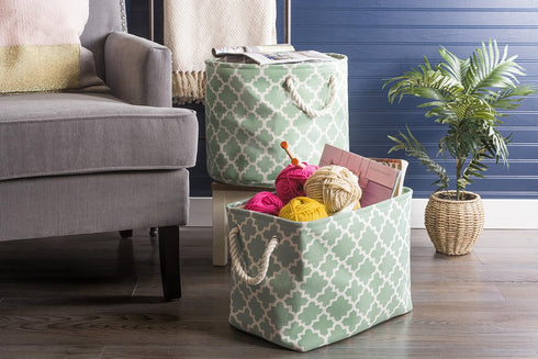 DII Polyester Container with Handles, Lattice Storage Bin, Medium, Bright Green...