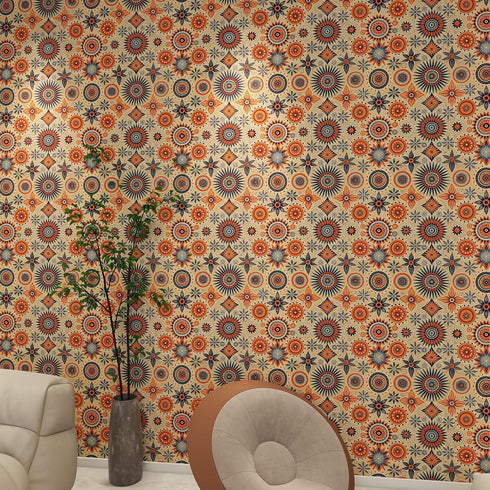 Contact Paper for Countertops Cover - Boho Moroccan Egyptian Inspired Peel and Stick Wallpaper - Removable Self Adhesive Thick Floral Vinyl Film R...