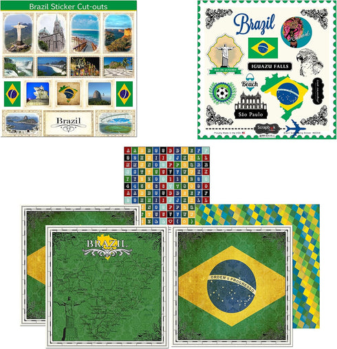 Scrapbook Customs Themed Paper and Stickers Scrapbook Kit, Brazil Sightseeing...
