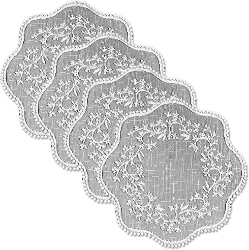 Heritage Lace Sheer Divine 12" White Round Doily (Set of 4)...