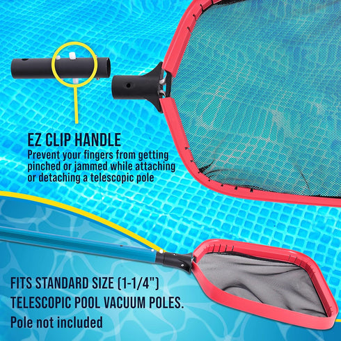 U.S. Pool Supply Professional Heavy Duty Large 14" Swimming Pool Leaf Skimmer Net - Strong Aluminum Frame for Faster Cleaning & Easier Debris Pick...