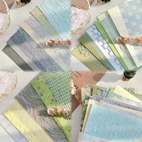 Aromoty 30Pcs A4 Handmade Scrapbook Paper sheet Craft Textured Paper Morandi Mesh Fabric Mulberry Special Paper Mix for Scrapbooking Junk Journali...