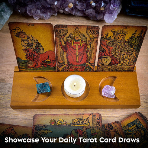 Curawood Tarot Card Holder Stand - Display Your Daily Draw - Witchy Gifts for Women, Tarot Accessories, Wiccan Altar Supplies, Witchcraft Decor, D...