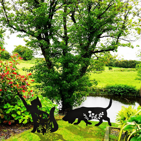 Metal Black Cat Stake Garden Garden Statue, Yard Decoration Art Lawn, Cat Gifts for Cat Lovers, Outdoor Home Decoration Metal Animal Statue...