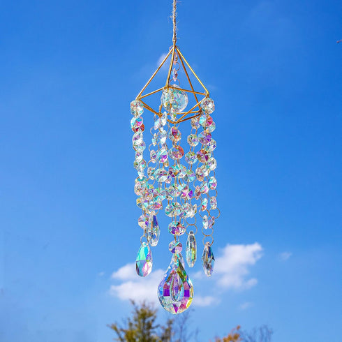 Crystal Suncatchers Hanging Wind Chime Style Garden Suncatcher Rainbow Maker Handmade Gold Plated Suncatcher...