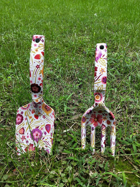 Floral Print Garden Tools Set for Women Trowel and Fork...