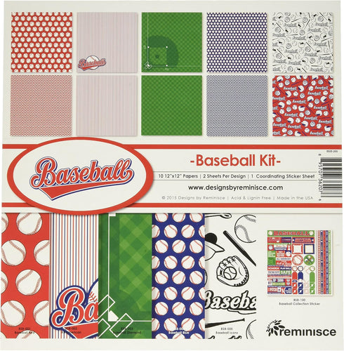 Reminisce Collection Kit 12"X12"-Baseball, 12" by 12", Multicolor...