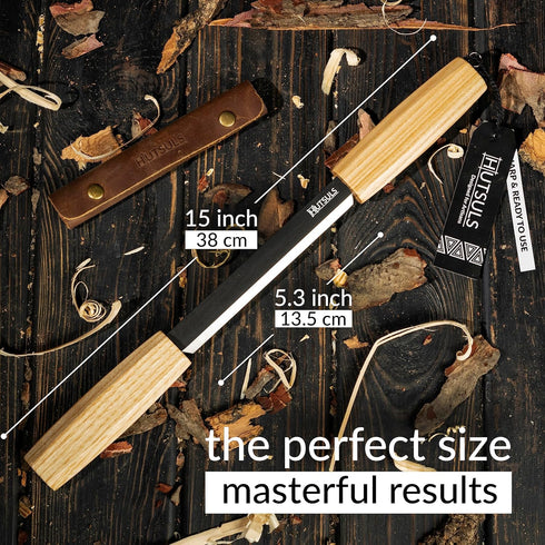 Draw Knife Woodworking Tool - Sharp & Ready 5.3 inch Debarking Knife with Leather Sheath, Easy to Use Straight Handles Draw Knife Debarking Tool, ...