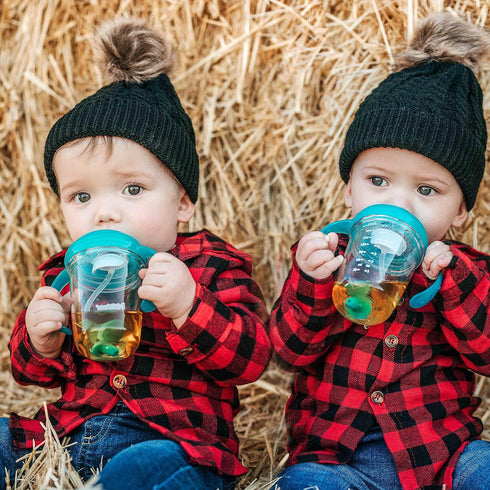 Nuby No Spill 360 Weighted Straw Grip N' Sip Tritan Cup with Hygienic Cover, 8 Oz, Trainer Cup, Teal...