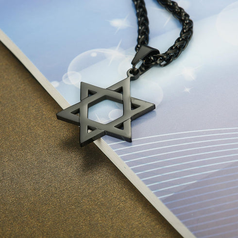 Udalyn Star of David Pendant Necklace Stainless Steel Jewish Jewelry for Men Women Religious 20"...