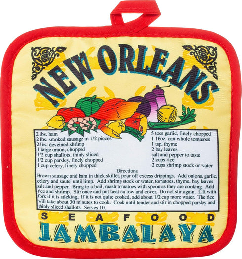 New Orleans Seafood Jambalaya Recipe Souvenir Pot Holder...