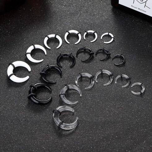 Jstyle 18Pcs 14G-4G Acrylic Pincher Tapers Septum Ring C Shape Buffalo Stretcher Expander with Black O-Rings for Stretching Pierced Nose Ear Carti...