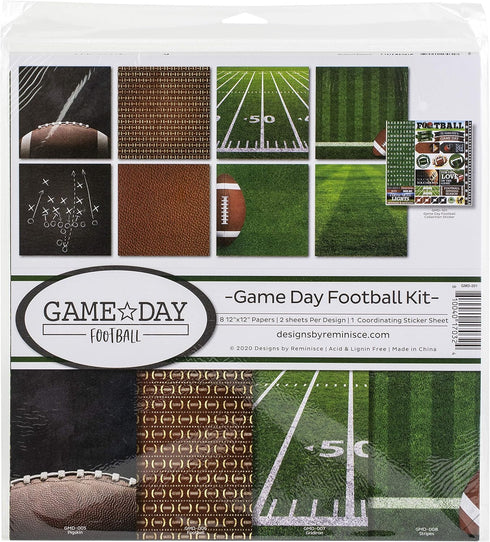 Reminisce Game Day Football Scrapbook Collection Kit Paper Crafts, Multi Color Palette, 12x12 inches...